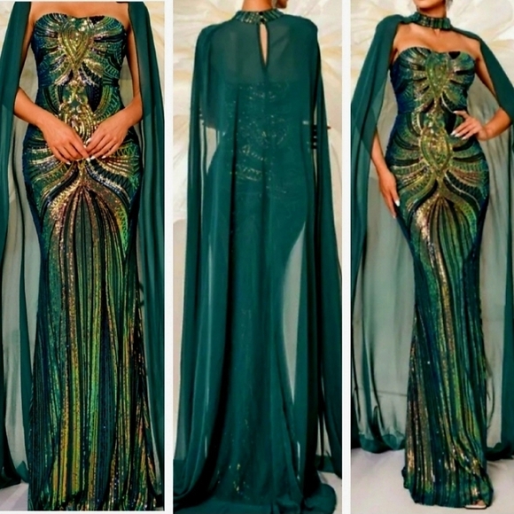 Dresses & Skirts - Cape Tube Top, Two Piece, Strapless with an added Cape,  Contrast Sequin…
